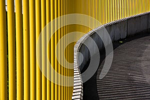 Curved Yellow Wall with posts