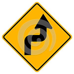 Curves ahead Right Traffic Road Sign,Vector Illustration, Isolate On White Background Symbols Label. EPS10