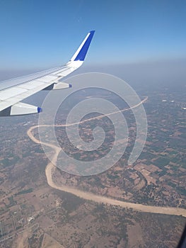 Curvey dry river from the flight window photo