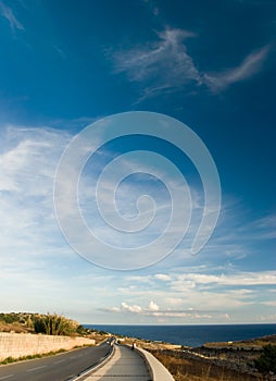 Curving coastal road