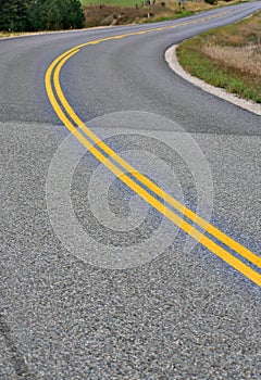 Curving county road in rural area