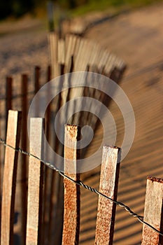 Curving fence on beach