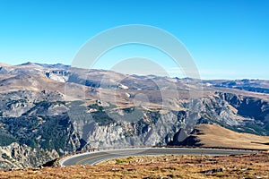 Curving Highway in Beartooth Mountains photo