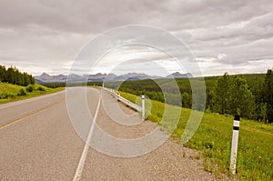 Curving highway and mountains