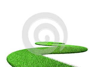 Curving path of grass