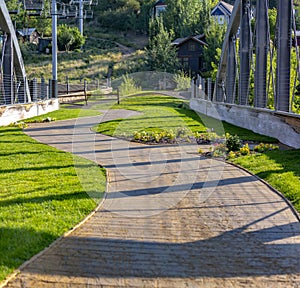 Curving pathway and chairlift in Park City Utah