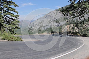 Curving Road below Ebbs Pass, High Sierra Nevada Mountains, California