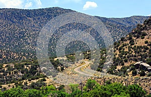 Curving Road Leads into the Sandia Mountains