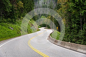 Curving Road in the Mountains in Summer
