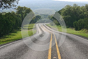 Curving road in the Texas Hill Country