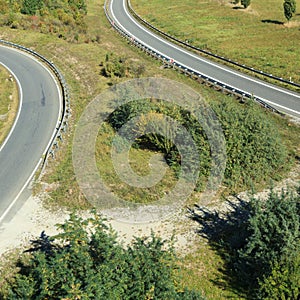 Curving roads in countryside