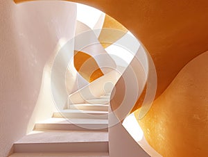 Curving staircase in modern home.Generative AI