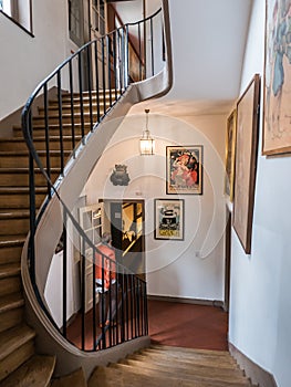 Curving stairway inside the Musee de Montmartre, Paris