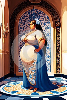 Curvy beautiful woman of Morocco standing