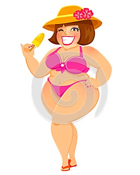 Curvy girl in bikini