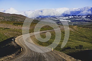 Curvy gravel road in Snaefellsnes Peninsula Vesturland, Iceland photo