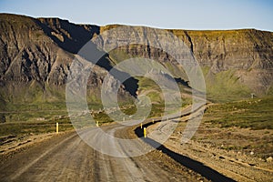 Curvy gravel road in Snaefellsnes Peninsula Vesturland, Iceland photo