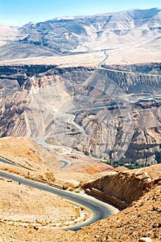 Curvy highway with mountain landscape, Jordan.