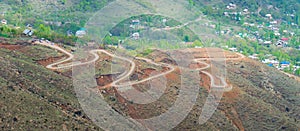 Curvy hilly road in Astanmarg, Srinagar, Kashmir. Curved roads of HImalayas