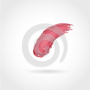 Pink lipstick smear, curvy smudged. Makeup sample, use for advertising flyer, banner, brochure and booklet. Vector make photo