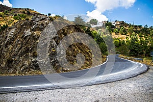 Curvy mountain road in Mediterranean mountains,
