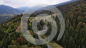 Curvy road through the autumn mountains