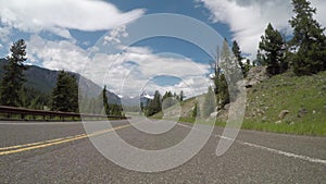 Curvy road with the Beartooth Mountains
