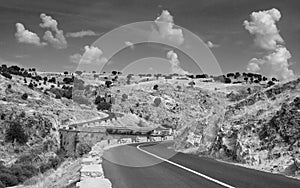 Curvy road crossing the valley