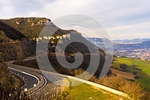 Curvy road in the mountains at the end of the pyrenes in France