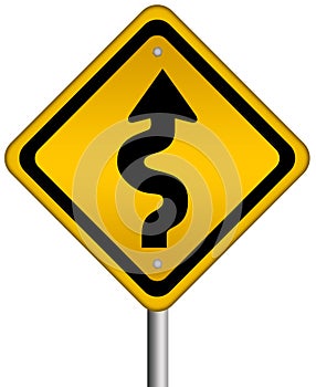 Curvy road sign