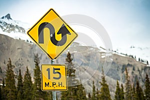 Curvy road sign