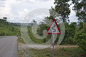 Curvy Road Sign In Laos