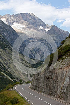 Curvy road in the Swiss Alps
