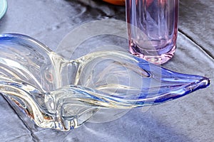 Curvy vintage glass on sale at street market, Chiavari , Italy