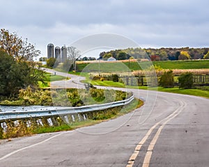 Curvy Wisconsin Road with Guard Rails