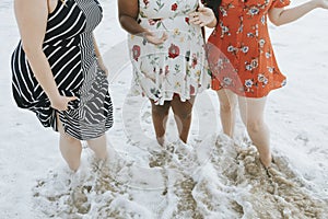 Curvy women at the beach