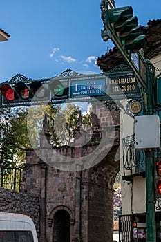Arch of Santa Clara in Cusco, Peru.