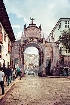 Arch of Santa Clara in Cusco, Peru.