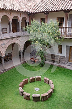 Cusco, Peru - Dec 5, 2022: Interior patio courtyard at the Inkaterra La Casona photo