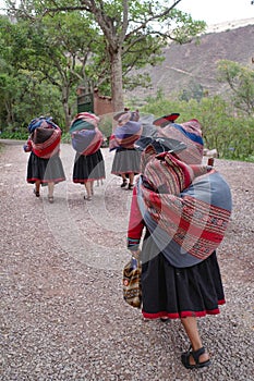 Cusco, Peru - Dec 4, 2022: Weavers from the Cusco Centre for Traditional Textiles
