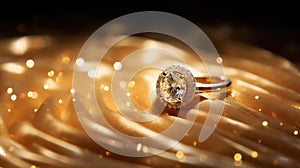 cushion golden sparkling ring