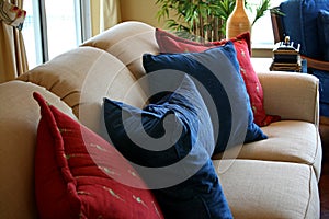 Cushions resting on formal couch