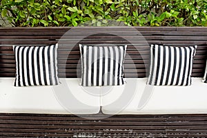 Cushions on the sofa in living room of beach villa