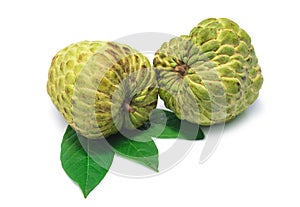 Custard apple on white background.