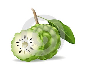 Custard apple whole and half photo