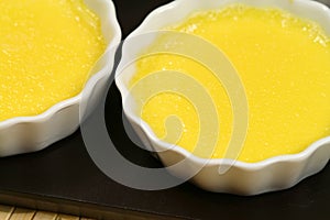 Custard cream in ramekins photo