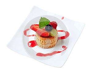 Custard filled vol-au-vent with fruit