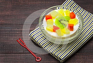 Custard milk fruit salad