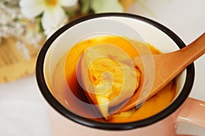 Custard pudding (flan) in a cup