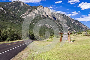 Custer National Forest Sign and Montana Landscape